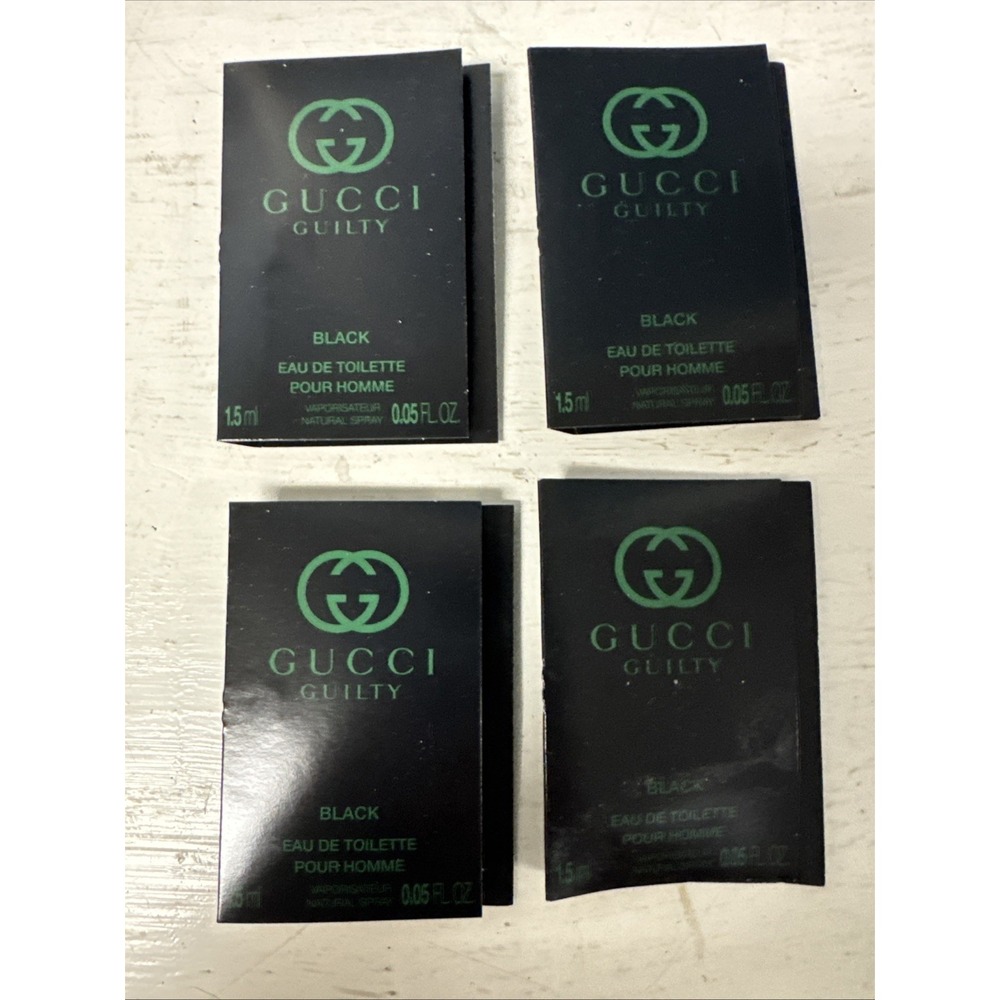4 GUCCI GUILTY BLACK POUR HOMME EDT 1 x SAMPLES 0.05 FL. OZ. 1.5 ML‎ SPRAY FRESH